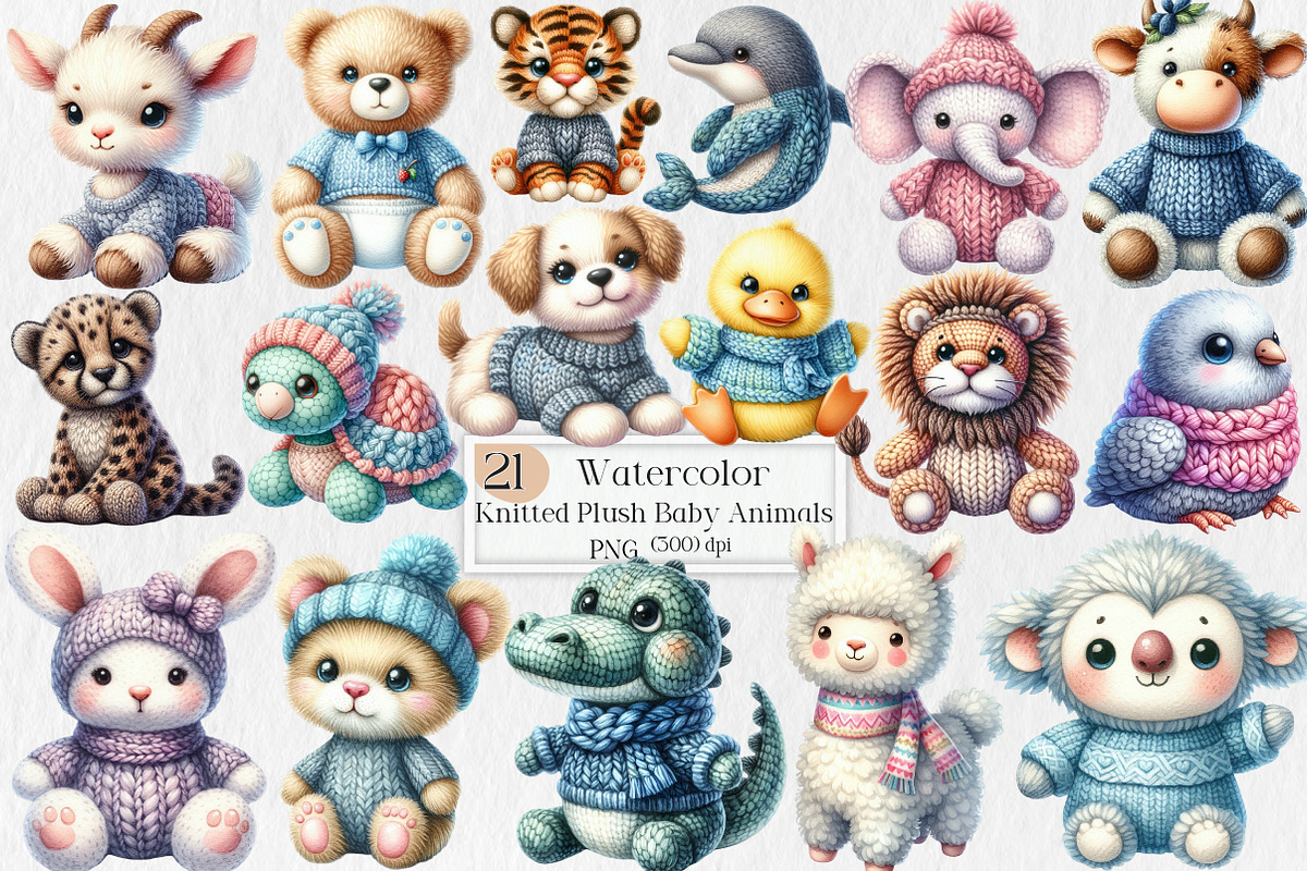 Knitted Plush Baby Animals Clipart, an Illustration by Creative Art (Photo 1 of 6)