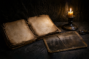Ancient Open Grimoire Book, a Background Photo by Hamza067
