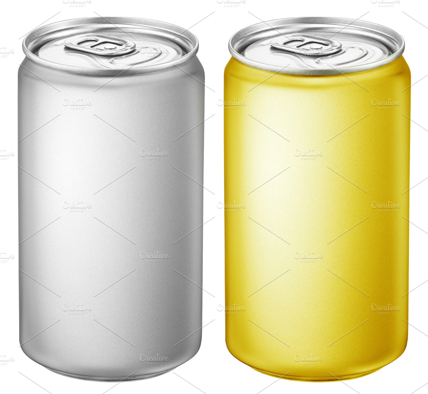 Silver and golden beer cans isolated, a Food & Drink Photo by Volff