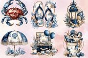 Watercolor Nautical Coastal Clipart, an Illustration by SVGArt (Thumbnail 5 of 9)