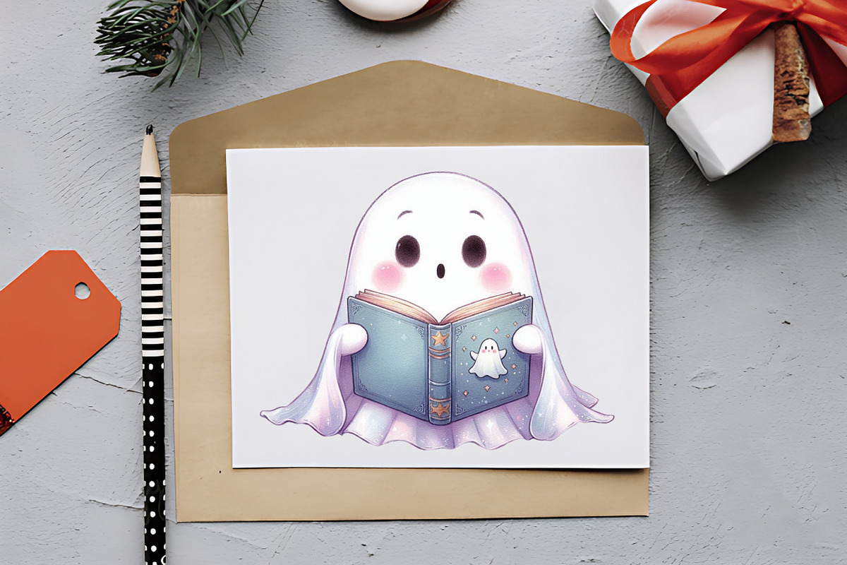 Ghost with Book Clipart, an Illustration by RobertsArt (Photo 5 of 7)