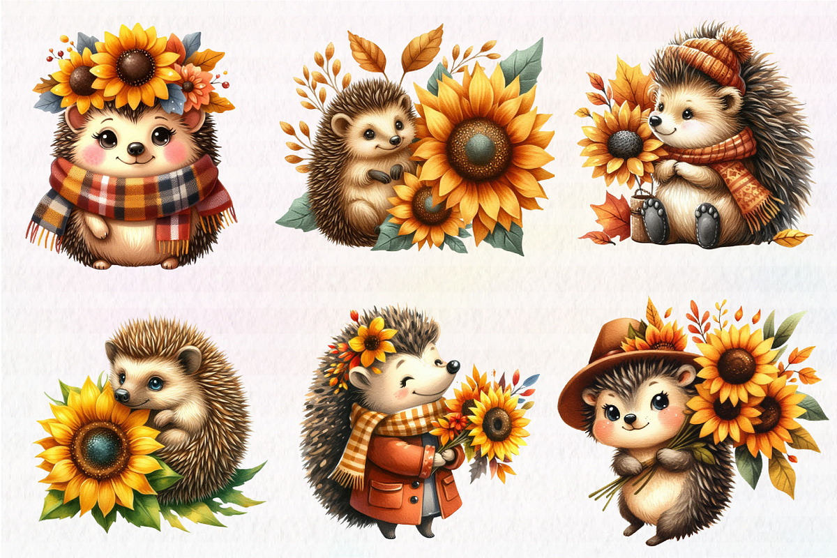 Autumn Hedgehog Clipart, an Illustration by CreationArt (Photo 5 of 5)