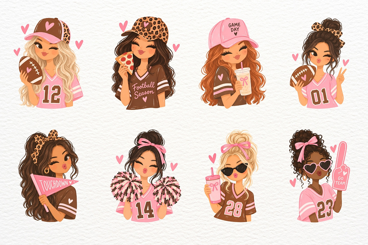 Girly American Football Season PNG, a Sport Illustration by SugarCloudStudioArt (Photo 3 of 6)