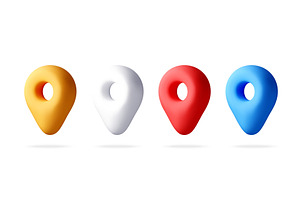 Set of four colorful 3D map pointer, an Object Illustration by Abscent