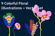 9 Colorful Floral Illustrations, a Decorative Illustration by crafty (Thumbnail 3 of 4)