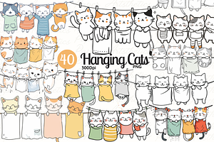 Hanging Cats Clipart