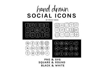 Hand Drawn Social Media Icons