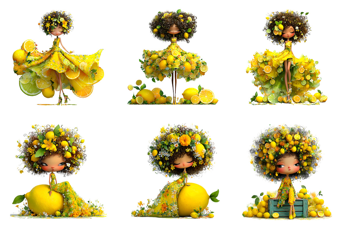 Whimsical lemon Girl Clip Art, an Illustration by SinaCreation (Photo 2 of 9)
