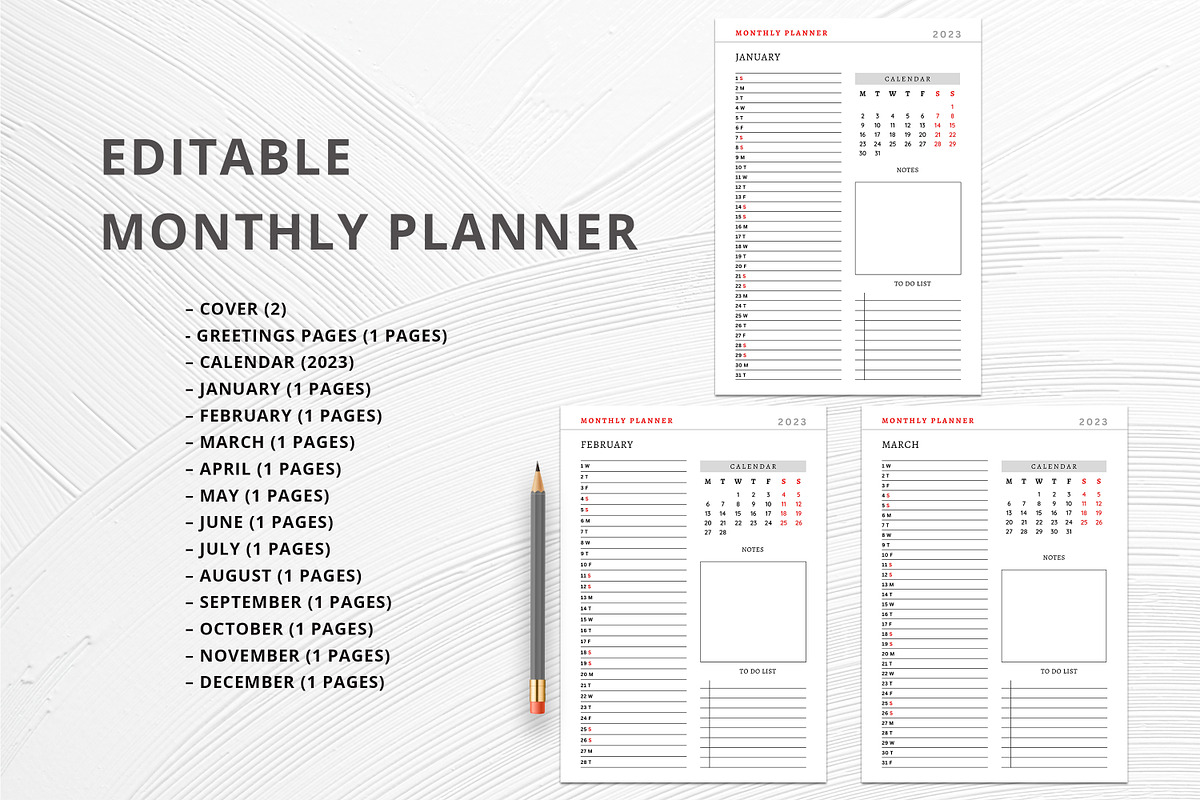 2023 Monthly Planner Bundle Pack, a Stationery Template by Design Zone (Photo 3 of 6)