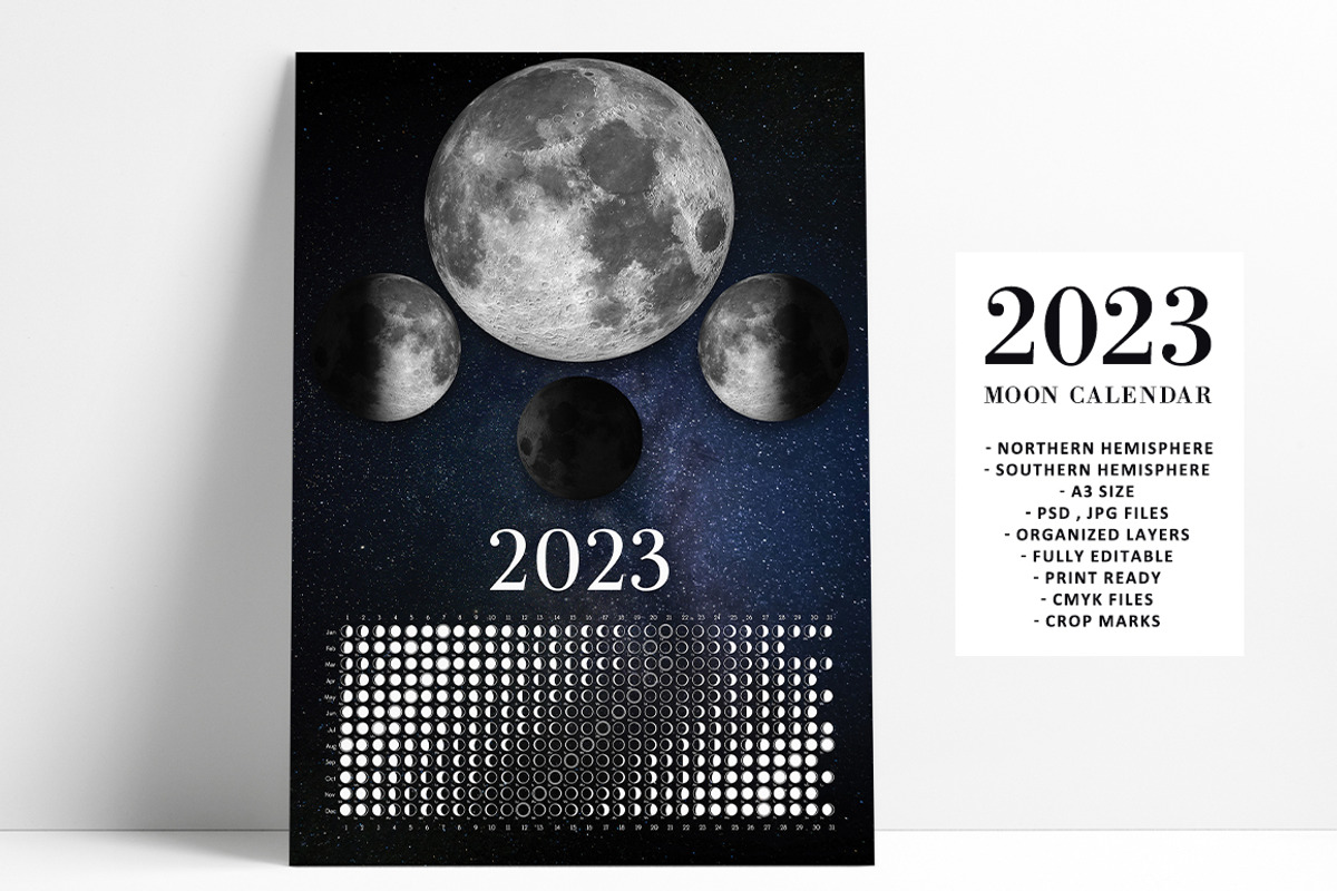 Moon Calendar 2023 Real, a Stationery Template by land art (Photo 2 of 3)