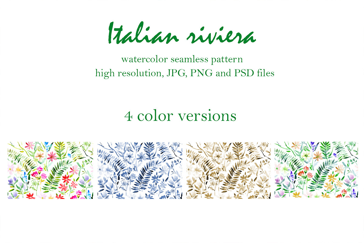 Italian riviera - floral seamless, a Pattern Graphic by Katerina Tova (Photo 2 of 14)