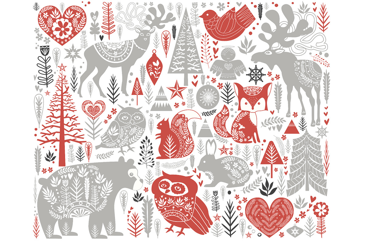 Scandinavian Christmas set, an Animal Illustration by Mio Buono (Photo 2 of 7)