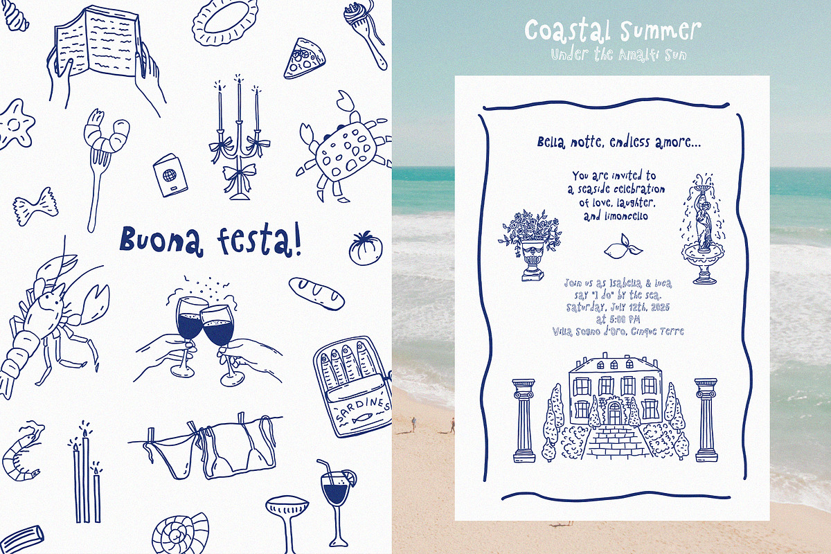 COASTAL Summer - whimsical set, a Seasonal Illustration by Madiwaso (Photo 2 of 13)