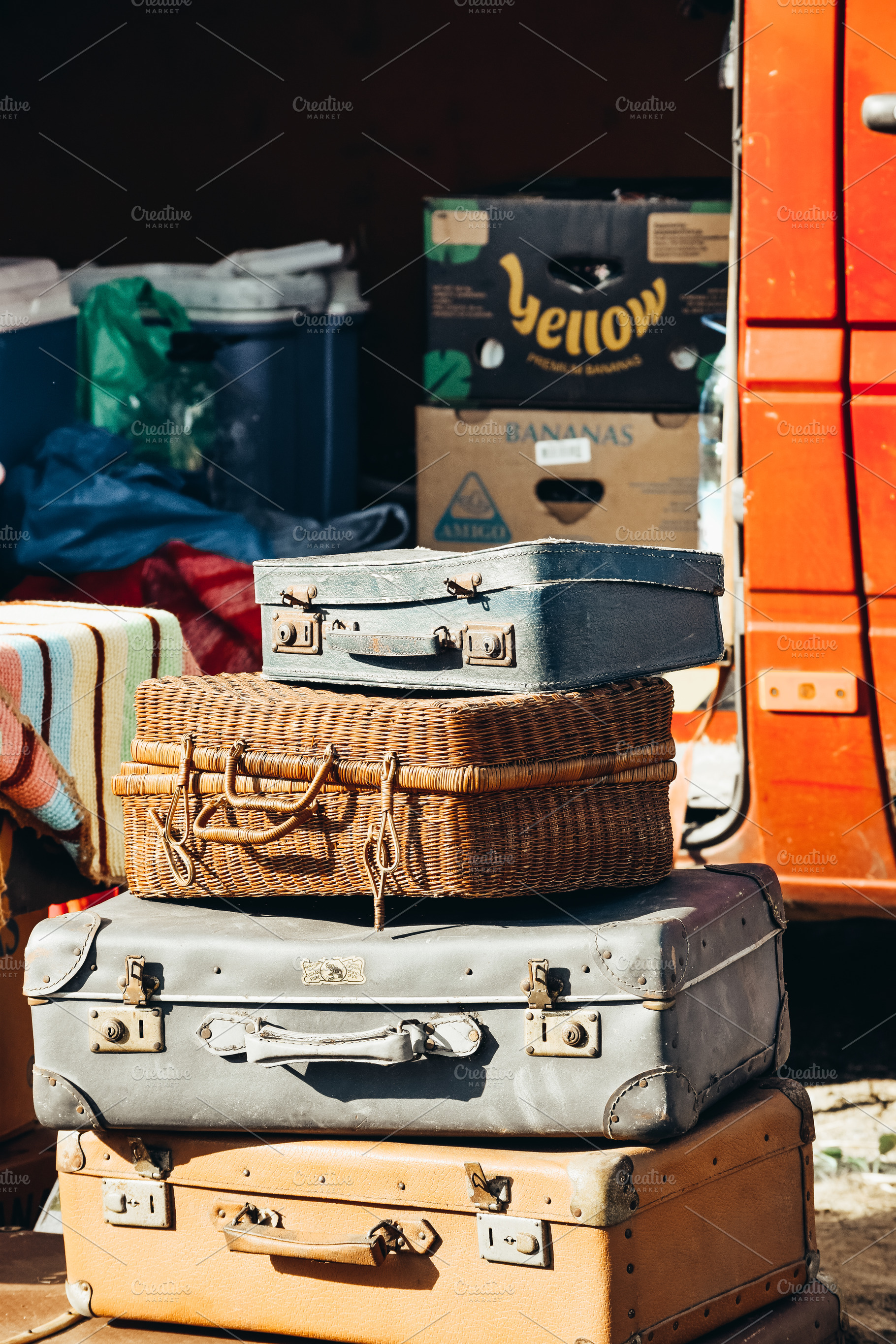 Vintage travel suitcase, a Transportation Photo by Three Design