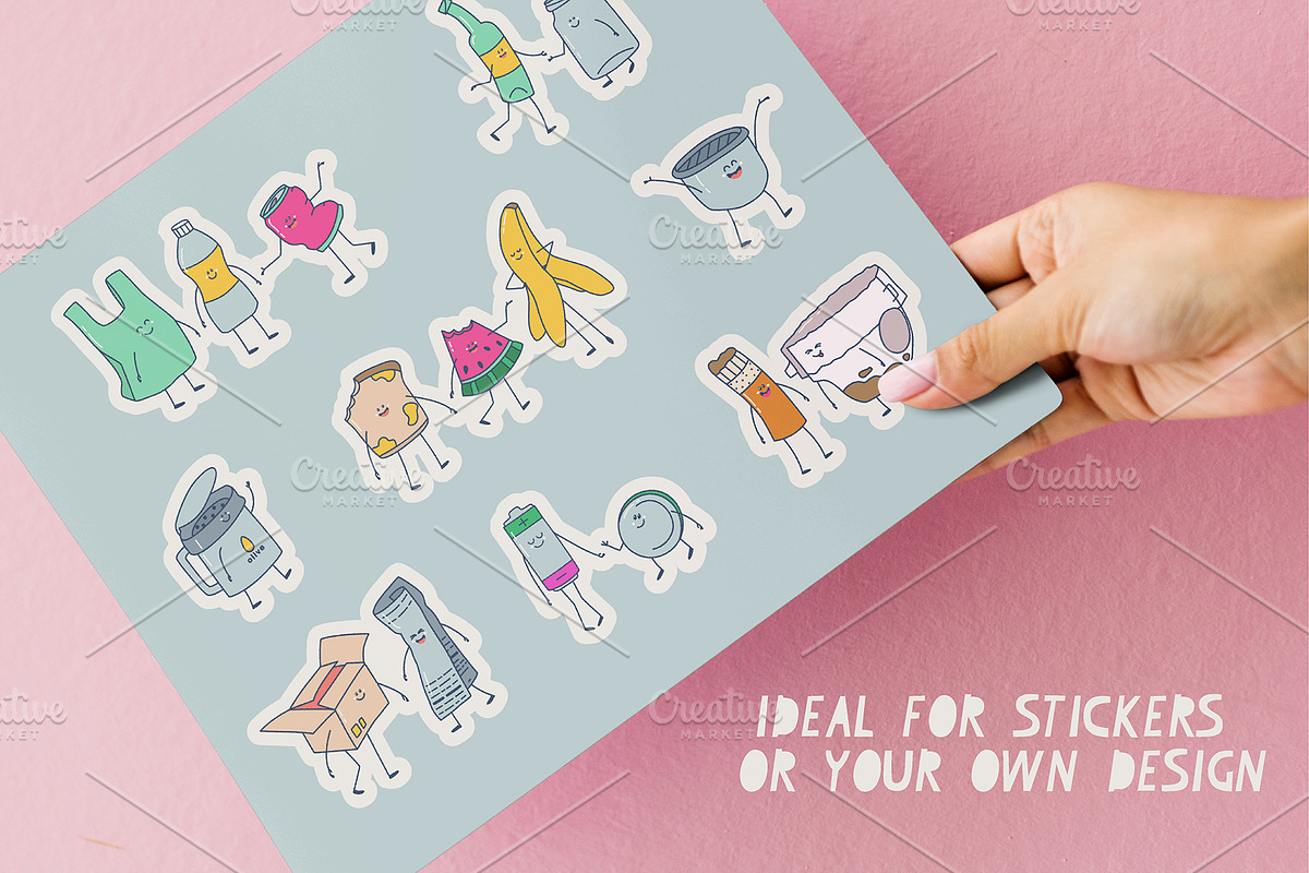 Waste sorting stickers, a Decorative Illustration by Popova (Photo 3 of 6)