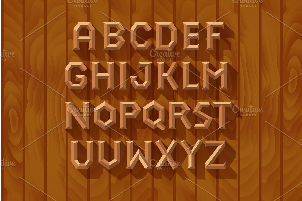 3D Font Set. Gold, wood, silver, an Object Graphic by Artha Design Studio (Photo 4 of 4)