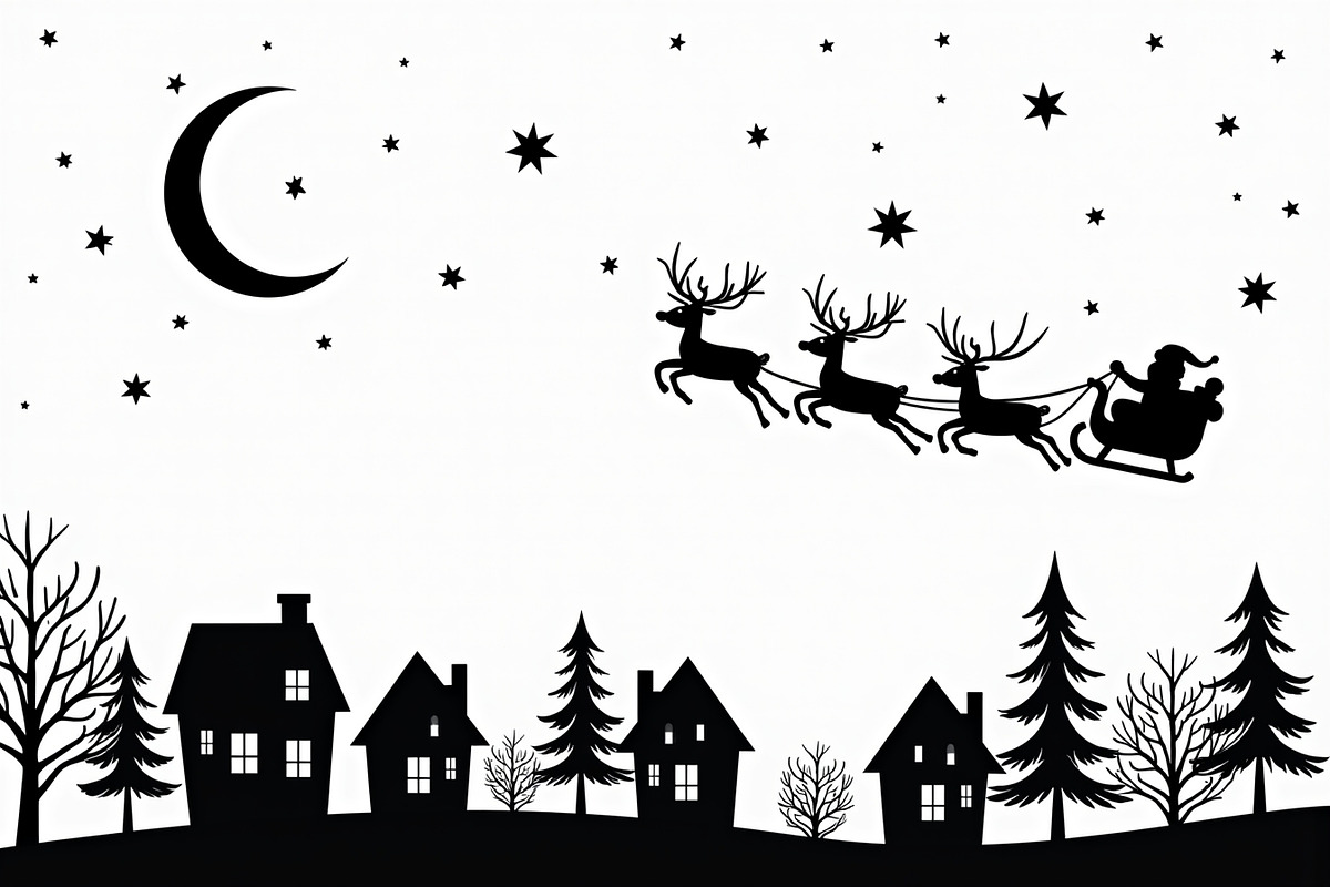 Xmas Reindeer Scene Silhouettes, an Illustration by musafir_fashion (Photo 11 of 21)