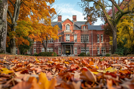 A classic brick building is illumina, a Photo by Tanuart