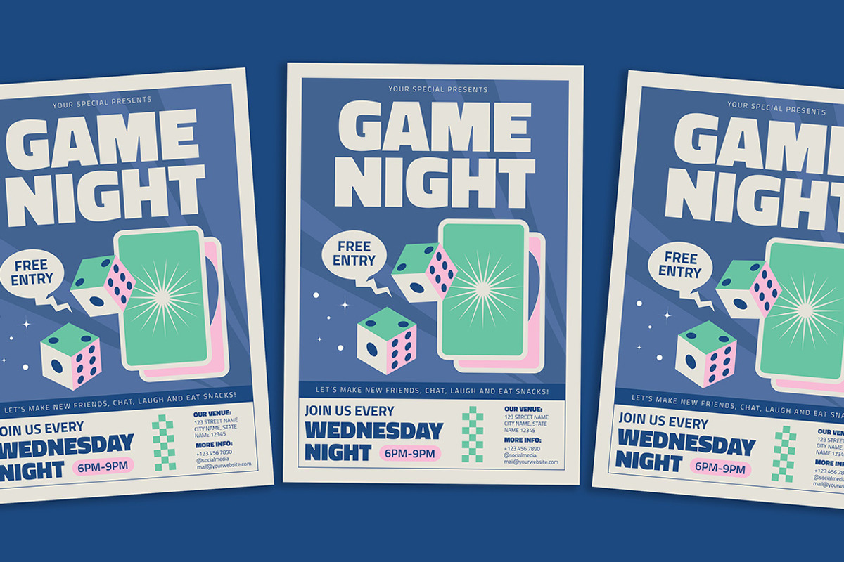 Game Night Flyer, a Flyer Template by Gumico Studio. (Photo 1 of 3)