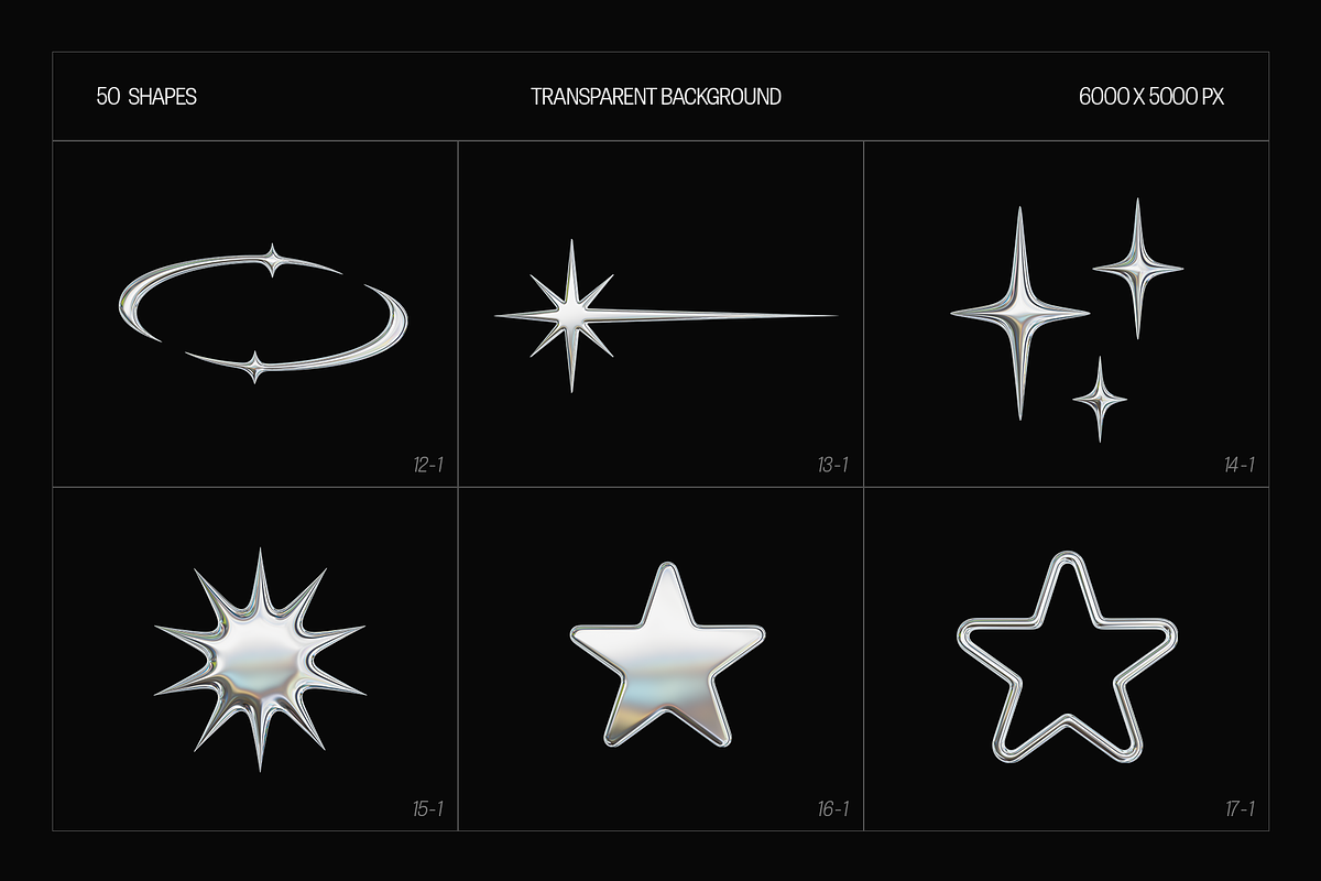 150 3D Y2K Chrome Metallic Shapes, an Object Graphic by Fivehead Studio (Photo 6 of 12)