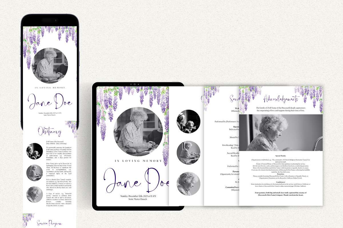 Funeral Program Template Set I Canva, an Invitation Template by The Social Stuff (Photo 6 of 9)