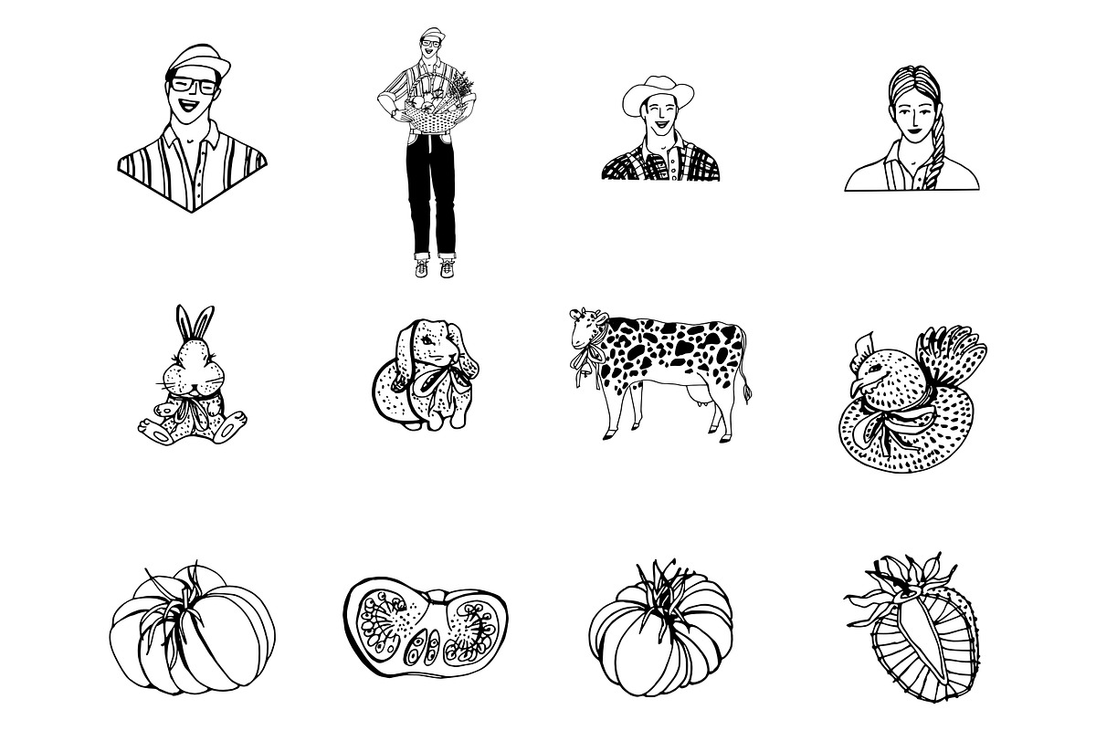 Farm Clipart SVG Hand Drawn Market, a Decorative Illustration by Anada Arty (Photo 3 of 10)