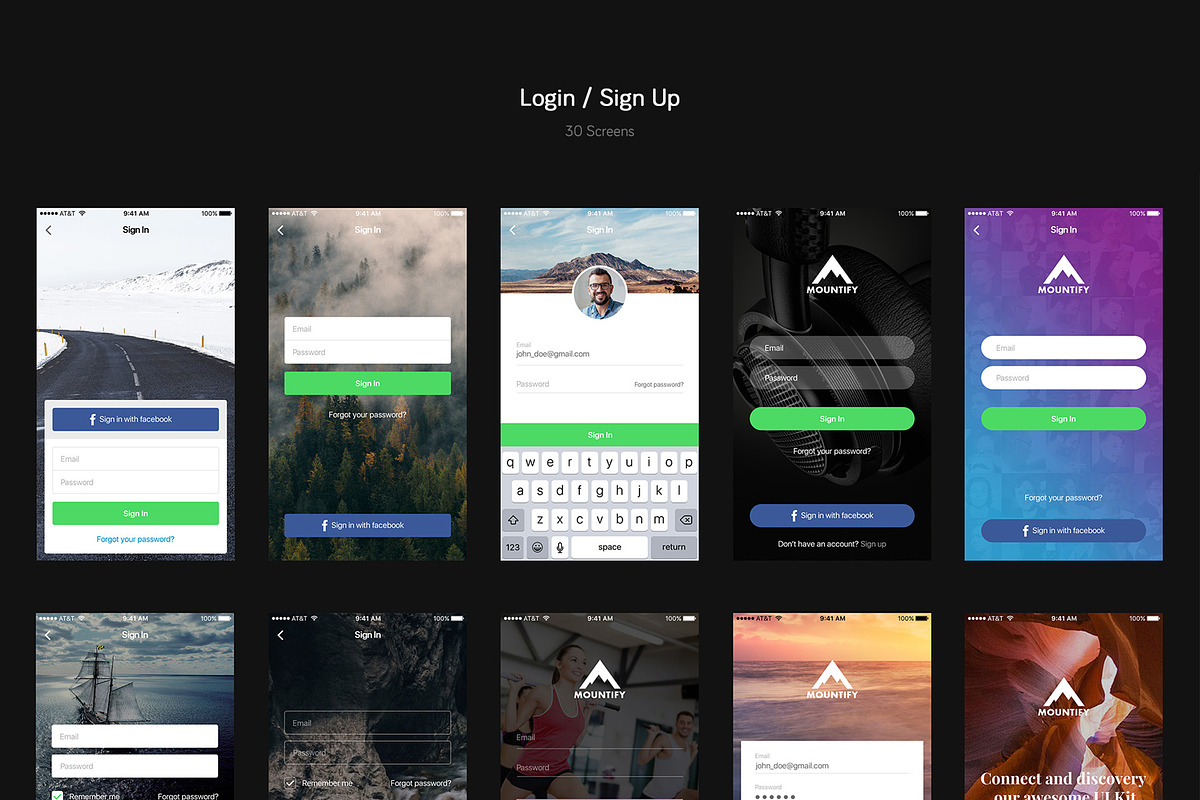 Mountify Mobile UI Kit, an UI Kit Template by hoangpts (Photo 4 of 8)