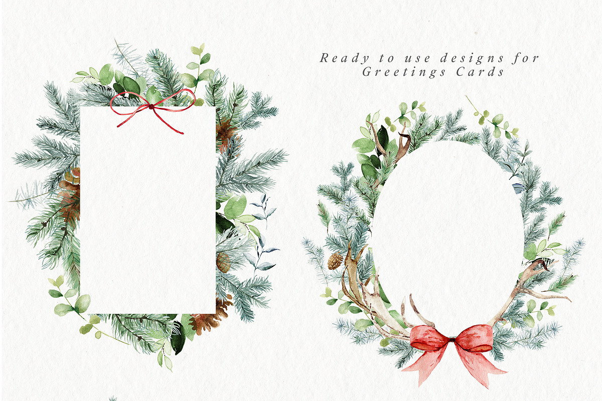 Winter Greenery Watercolor Graphics, an Illustration by studioequinox (Photo 13 of 20)