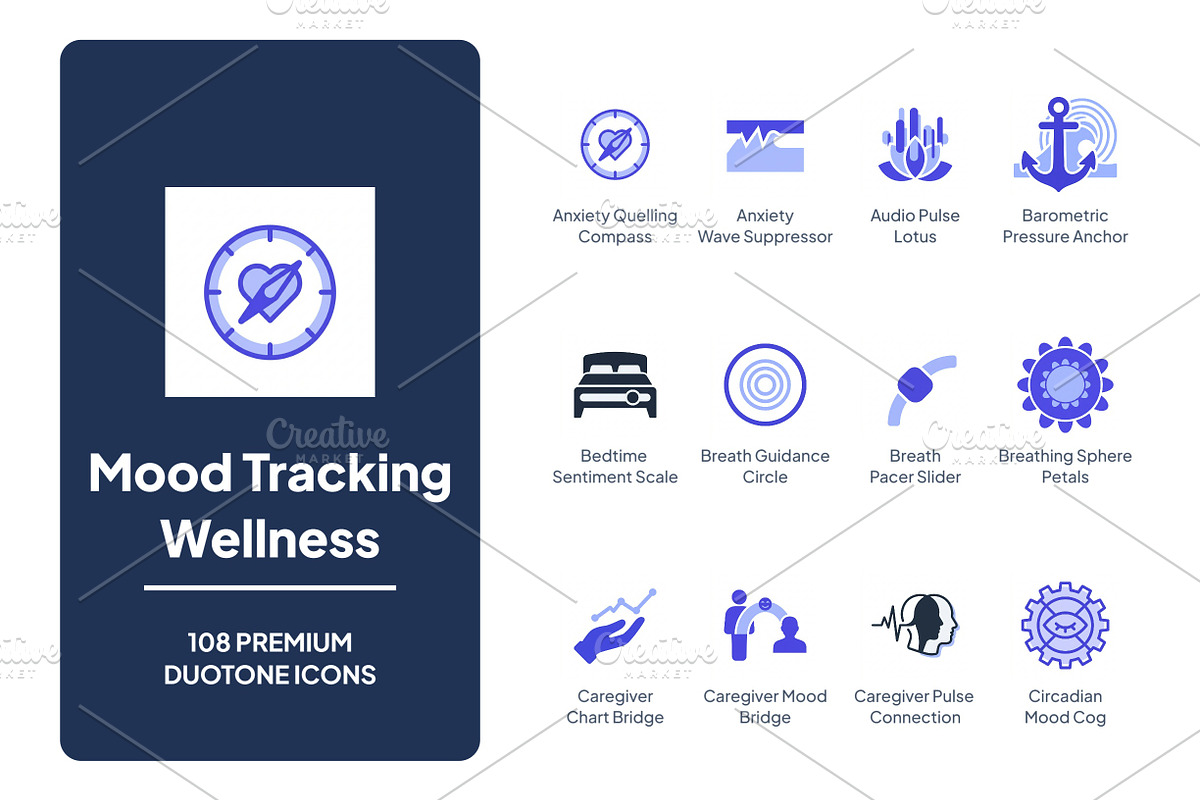 Mood Tracking Wellness Icons, a Duotone Icon by LeArt (Photo 1 of 4)
