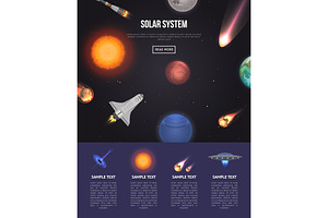 Solar System Banner With Cosmic Elements