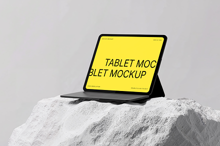 Tablet Mockup on White Stone