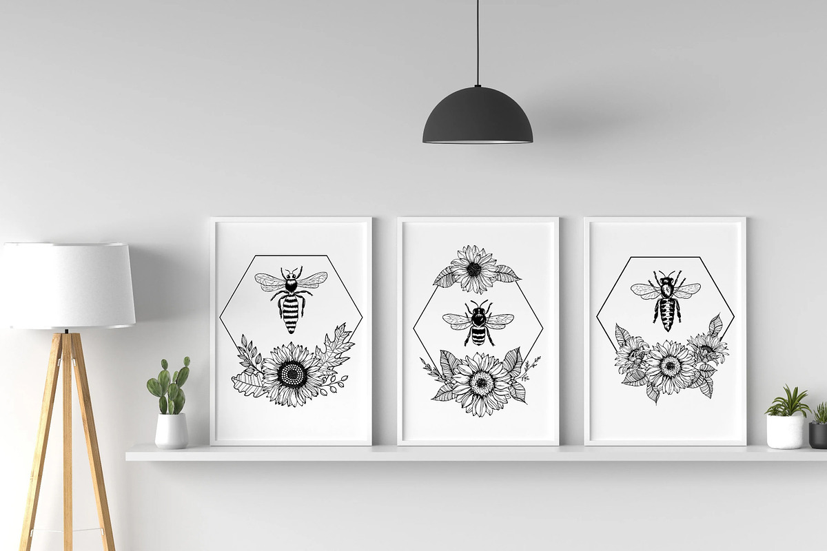 Bees Procreate Stamps, a Brush Add-On by Dervik Art Store (Photo 8 of 8)