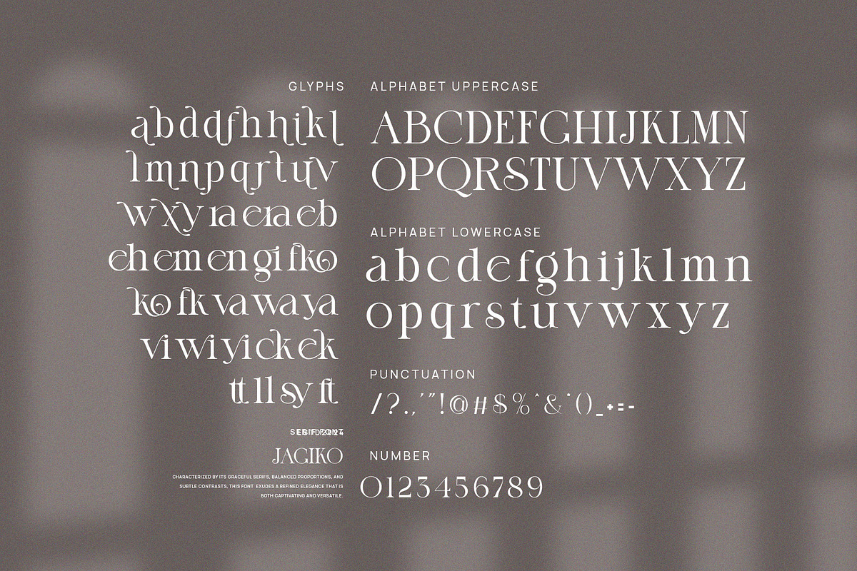 Jagiko Elegant Ligature Serif Font, a Serif Font by Perfectype (Photo 8 of 8)