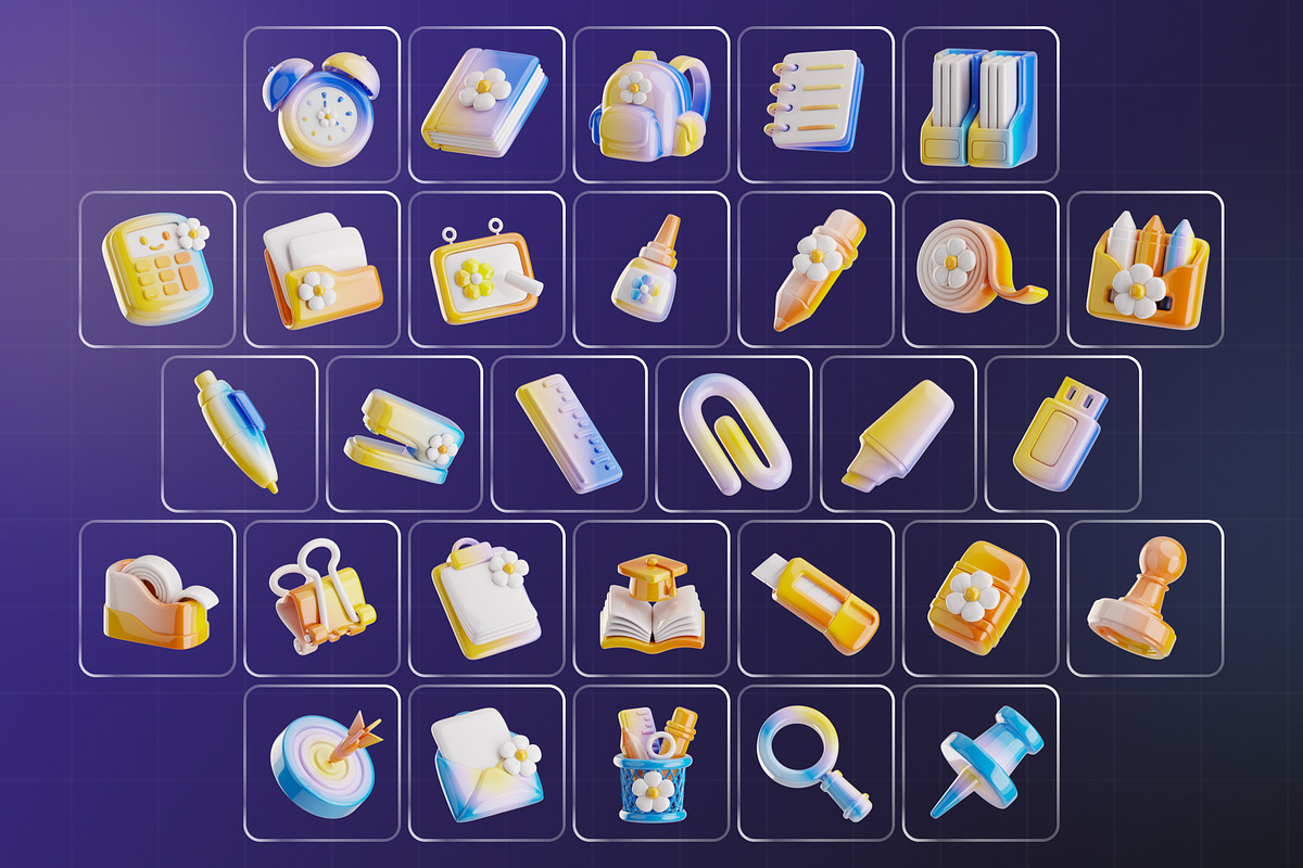 Stationery Cute 3D Icon Pack, an Object 3D Model by Haps Space (Photo 4 of 4)