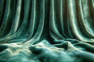 Soft green fabric draped elegantly,, a Photo by Tanuart