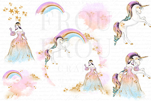 Princess And Unicorns Clip Art