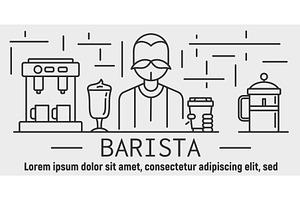 Barista Coffee Banner, Outline Style