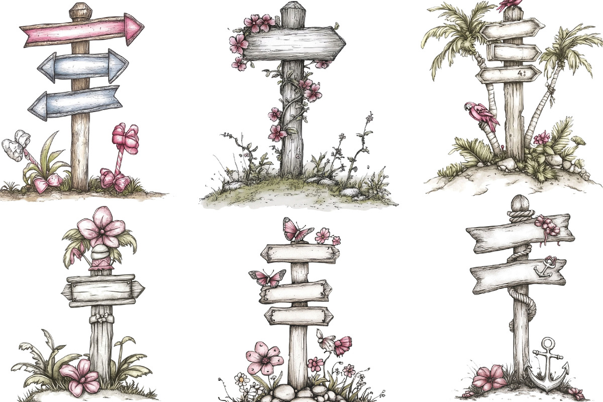Whimsical Summer Singpost Clipart, an Illustration by Designking (Photo 2 of 5)
