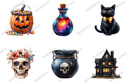 Watercolor Halloween Clipart, an Illustration by designcity5 (Thumbnail 2 of 5)