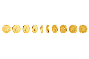 Game coins turn around. Gold coin in, a Finance Illustration by Frogella