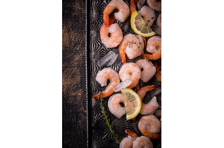 Frozen uncooked prawns or shrimps