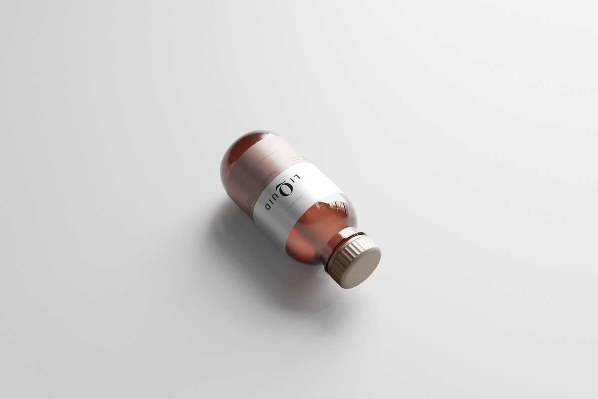 Amber Glass Medicine Bottle Mockup, a Cups & Container Mockup by pmvch (Photo 2 of 10)
