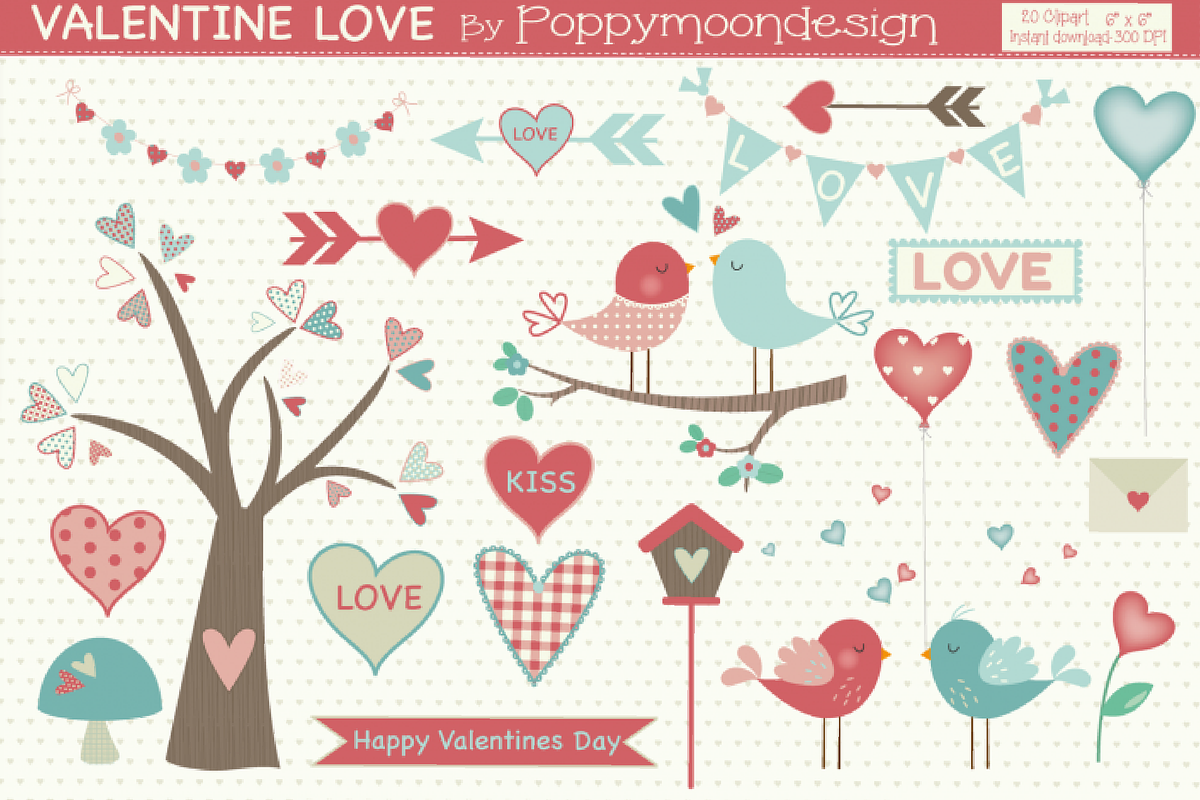 LOVE /Valentine bundle, an Illustration by Poppymoondesign (Photo 9 of 23)