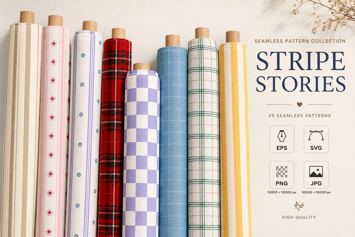 Cottage Stripe & Plaid Patterns, a Pattern Graphic by Casa Mandarina (Photo 7 of 12)