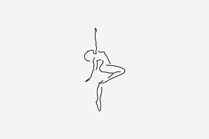 Ballerina Illustration Line Art Logo