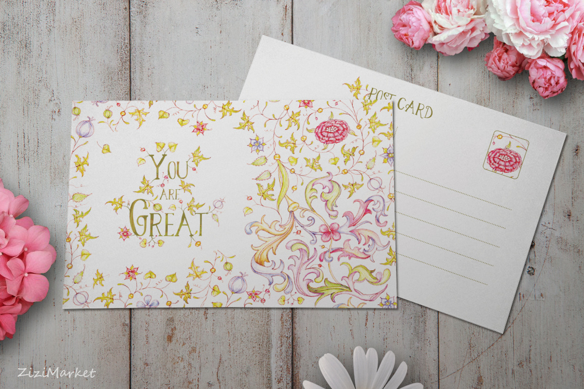 3 Flower Postcard, a Card Template by ZiziMarket (Photo 3 of 3)