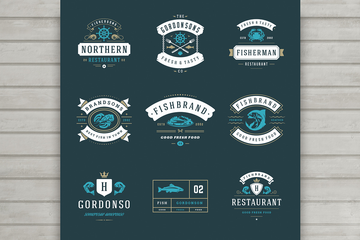 18 Seafood Logos & Badges, a Branding & Logo Template by Vasya Kobelev (Photo 8 of 9)