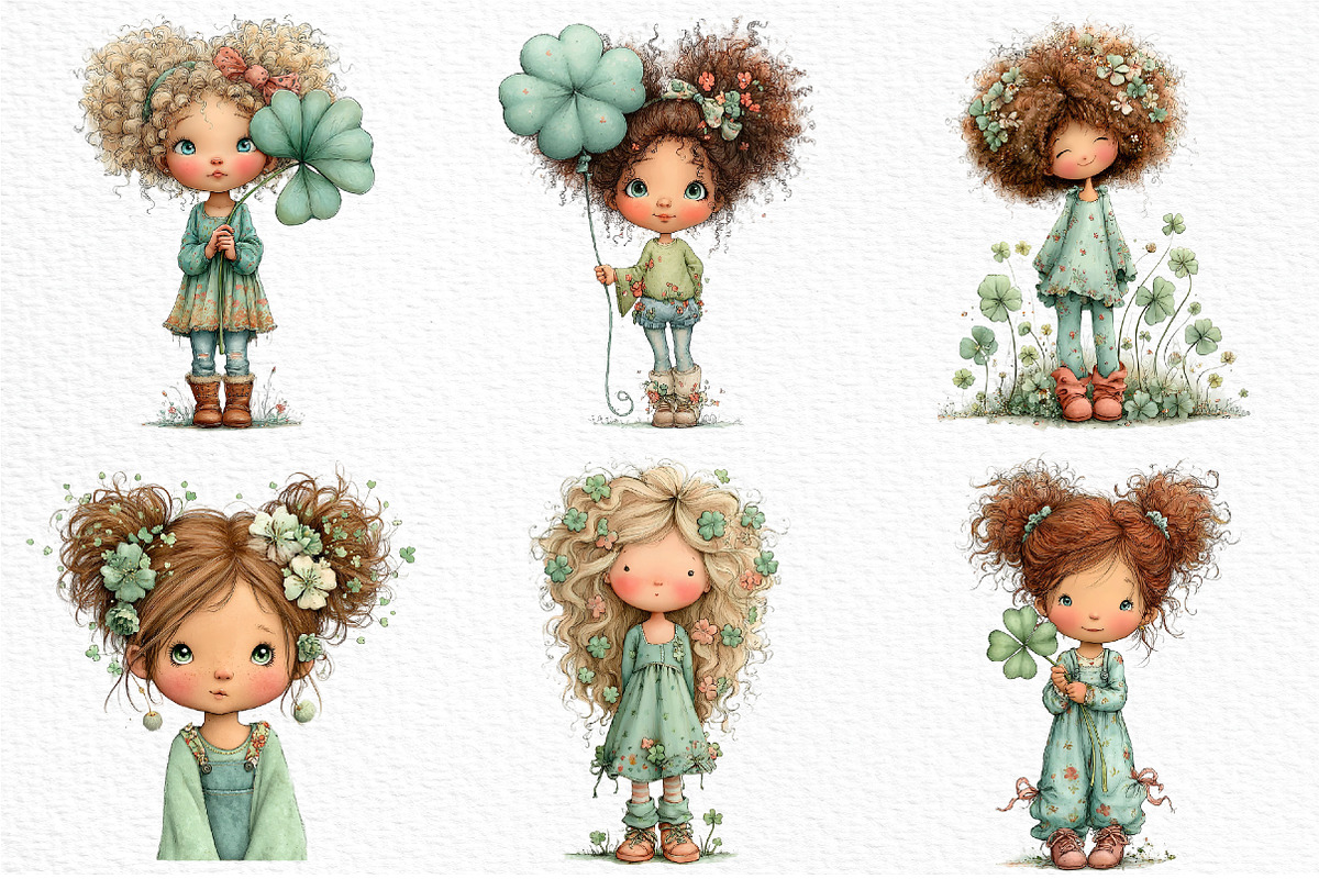 Whimsical St Patrick's Day Girl Clip, an Illustration by Craft Nest (Photo 4 of 11)