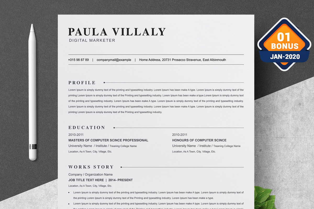 Resume/CV Bundle | 200+ for $29, a Resume Template by ResumeInventor (Photo 92 of 207)