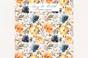Navy Gold Yellow Watercolor Flowers, a Decorative Illustration by whiteheartdesign (Thumbnail 5 of 6)